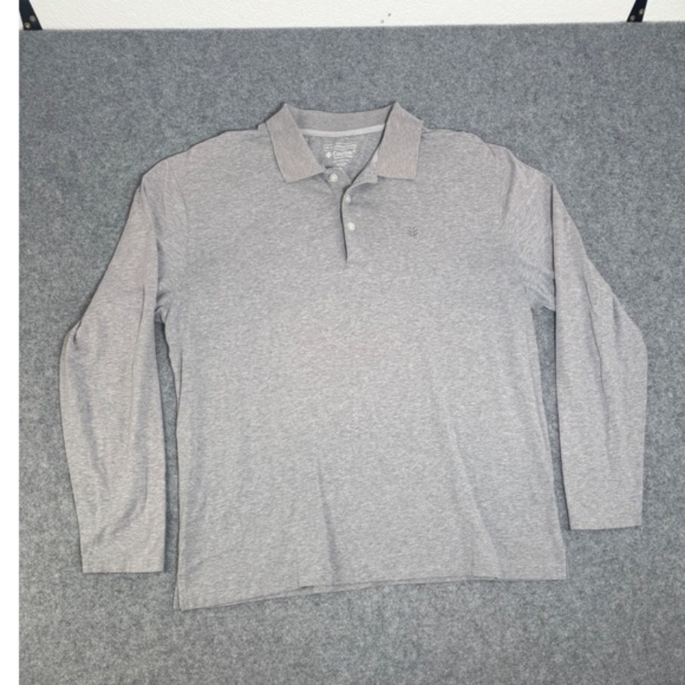 Coolibar Mens UPF 50+ Long Sleeve Polo Shirt Gray Bamboo Blend‎ XL RN106978